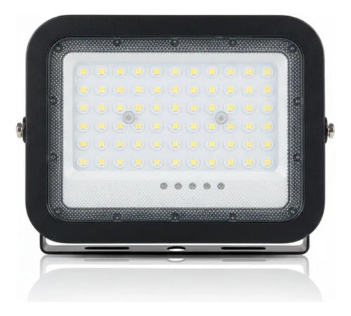 Foco Solar Led 150w Reflector Exterior Con Control Remoto Negro Blanco Frío