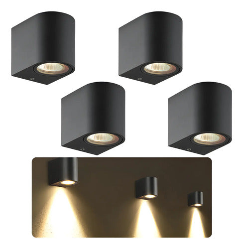 Set X10 Aplique Pared Lampara Exterior Foco Luz Led Spot Negro
