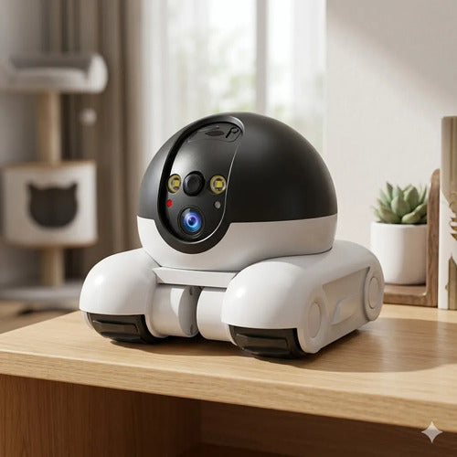 Robot Camara Wifi Interior Mascotas Full Hd Vision Nocturna Blanco