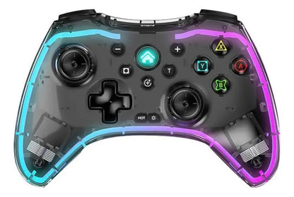 Joystick Inalambrico Compatible Con Consolas Pc Android Rgb Cristal Transparente