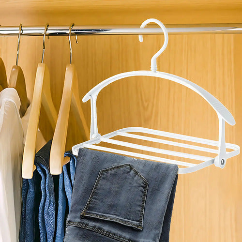 Pack De 2 Percha Plastica Organizador Ropa Plegable Blanca