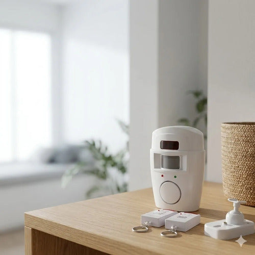 Alarma Con Sensor De Movimiento 110db Con 2 Controles Remoto Blanco