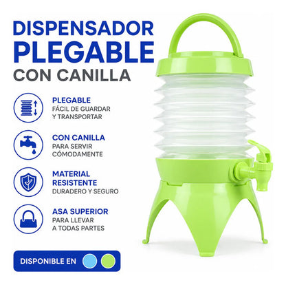 Dispensador De Agua Plegable Canilla Portátil Bidón Camping Verde O Azul