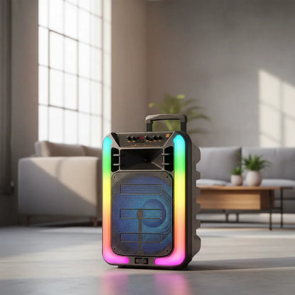 Parlante Portatil Rgb Bluetooth Ios Android Led Microfono Negro Mate Led Rgb Dinámica Multicolor