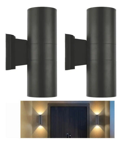 Set X2 Aplique Pared Exterior Luminaria Foco Bidireccional