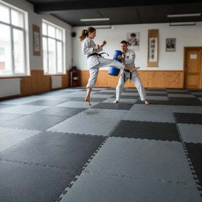 Piso Tatami Encastrable Antigolpe Goma Eva Antideslizante Gris Oscuro Puzzle / Encastrable