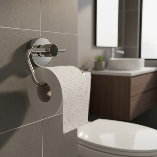 Soporte Portarrollos Papel Higienico Para Baño Pared Rollo Plateado