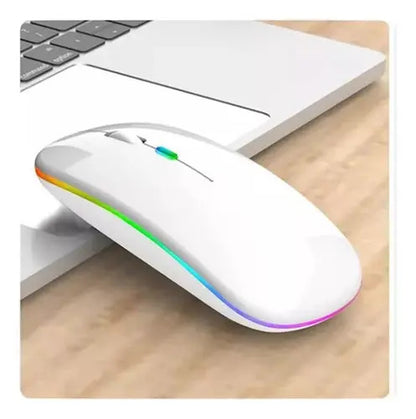 Ratón Inalámbrico Bluetooth Recargable De Color Blanco