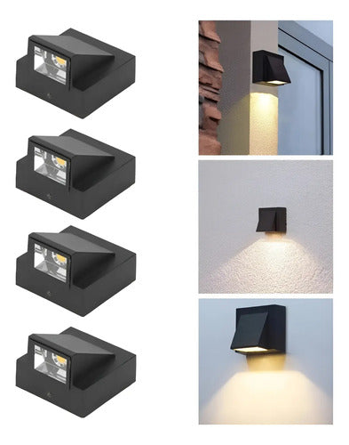Set X4 Aplique Pared Exterior Luminaria Foco Unidireccional