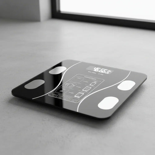 Balanza Pesa Digital Bluetooth Inteligente App Smart Baño Color Negro