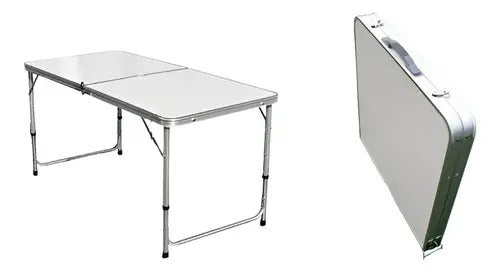 Mesa Plegable Rectangular Portatil Acero Plastico 120cm Alta