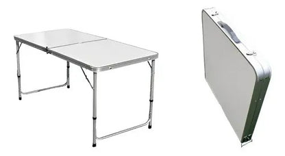 Mesa Plegable Rectangular Portatil Acero Plastico 120cm Alta