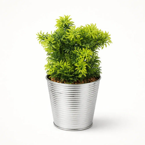 Maceta Metal Planta Artificial Decorativa Repisa Jardín Casa Plateado