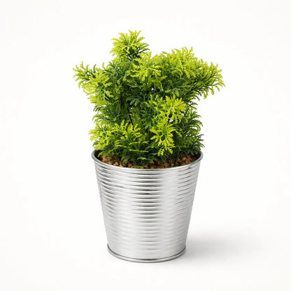 Maceta Metal Planta Artificial Decorativa Repisa Jardín Casa Plateado