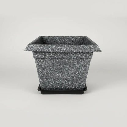 Maceta Decorativa Plástica Plato Cuadrada 23x17cm Liviano Gris