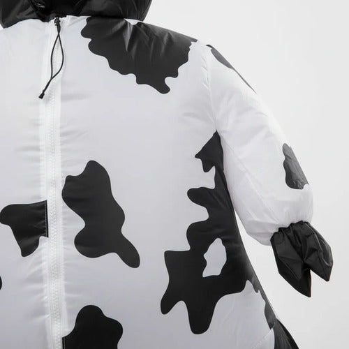Disfraz Inflable Vaca Adulto Talle M Y L Con Inflador Animal Blanco Con Negro M