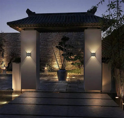 Set X4 Aplique Pared Bidireccional Lampara Exterior 2 Luces 2 Luces Negro