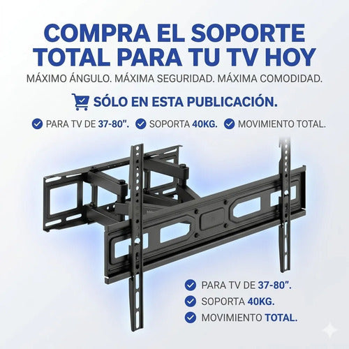 Soporte Para Tv 75 Pulgadas Pared Movil Inclinable 32 A 75 Negro