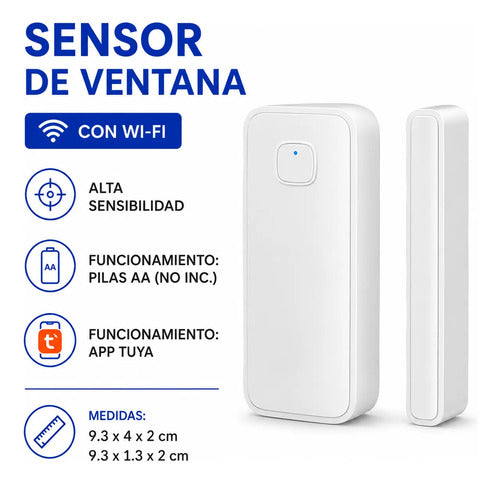 Sensor Detector Alarma Apertura Puerta Ventana Wifi App Blanco