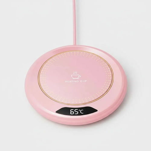 Base Calentadora Tazas Usb 20w Display Circular Eléctrico Rosa