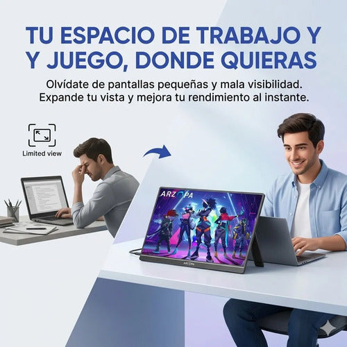Monitor Portatil Gamer 16.1 Pulgadas 144hz Full Hd 1080p Negro
