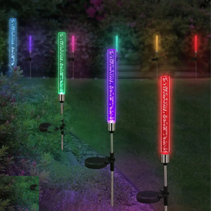 Set X4 Estaca Solar Jardin Decoracion Luces Led Exterior Rgb Rgb