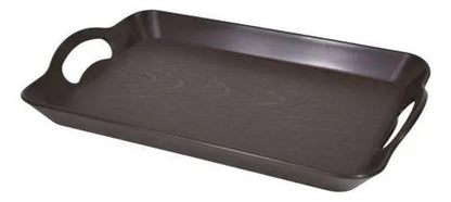 Bandeja Plástica Rectangular Asas 42x29cm Liviano Resistente Marrón