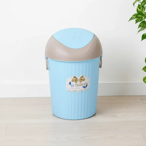 Papelera Cesto Residuos Tapa Vaivén 8l 40x21cm Basculante Celeste