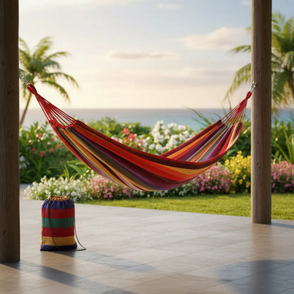 Hamaca Camping Tela Exterior Portatil Lona Reforzada 200x80c Multicolor