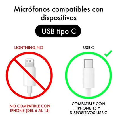Micrófono Inalámbrico 2 En 1 Tipo C K9 Para Grabación Negro