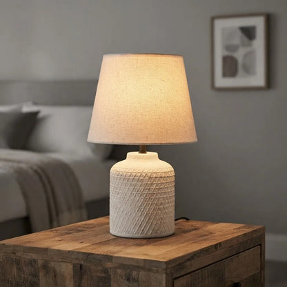 Velador Lámpara Mesa Cerámica Texturizada E27 33cm Crema