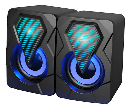 Parlante Pc Gamer Con Luz Rgb Portatil Negro