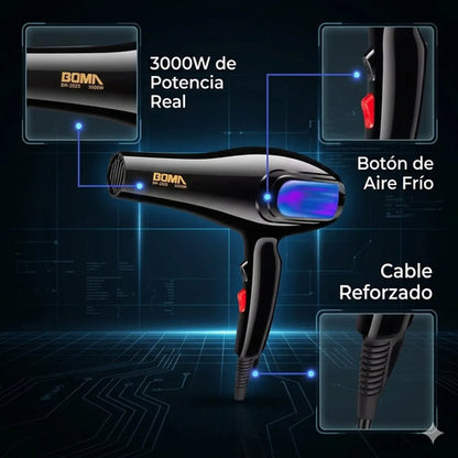 Secador Pelo Profesional 3000w Difusor Boquilla Rojo Y Azul Rojo