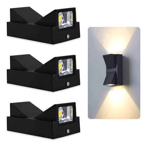 Set X3 Aplique Pared Bidireccional Lampara Foco Exterior