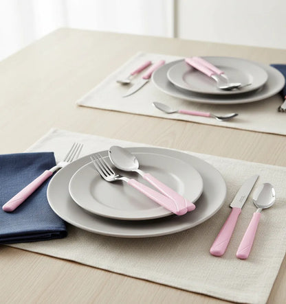 Set Juego De Cubiertos X24 Piezas Pote Acero Inoxidable Rosa
