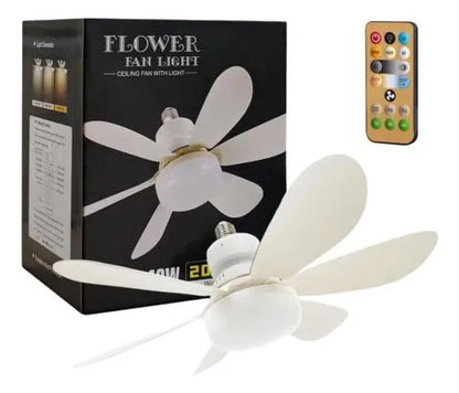 Lámpara Ventilador Led 40w 6 Aspas Control Remoto Rosca E27 52 Cm Blanco