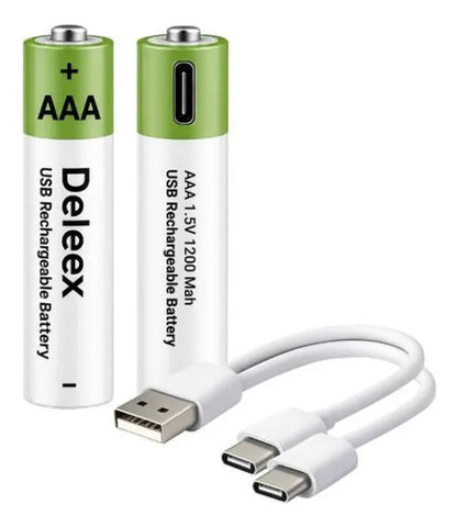 X2 Pilas Aaa Recargables Usb C Puerto Usb C Cable Incluido