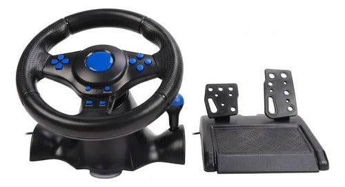 Volante Carreras Pedales Palanca Compatible Con Consolas Usb Negro