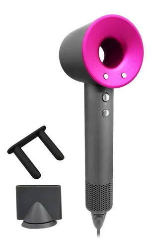 Secador De Pelo Alta Velocidad 110000 Rpm Magnético Gris Y Fucsia