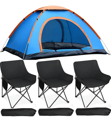 Carpa 6 Personas Iglu 200x250cm + 3 Sillas Plegables Camping Varios