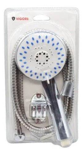 Set Kit Ducha Grande Manguera Soporte Acero 1,5m Monocomando Plateado