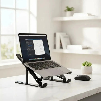 Soporte Plegable Y Ajustable Para Notebook Con Antideslizante, Para 8  A 19  En Plástico Negro
