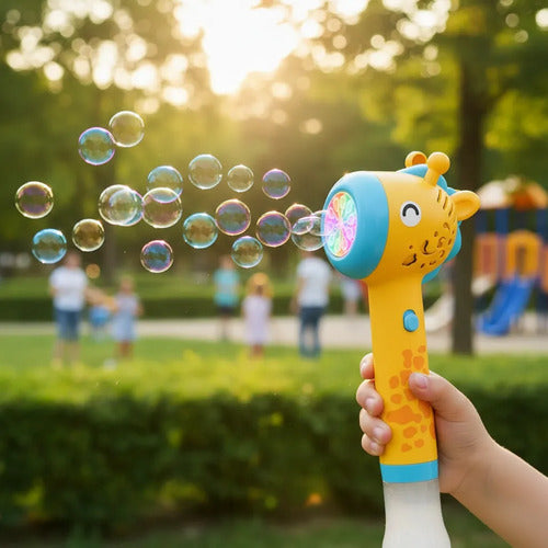 Pistola Lanzador Burbujas Automática Jirafa Luz Led Infantil Aleatorio