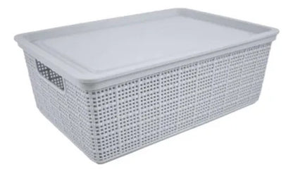 Caja Plastica Multiuso Organizadora Con Tapa 40x30x15cm Gris