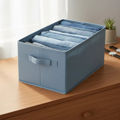 Caja Organizadora Tela 7 Compartimientos Portareloj Plegable Celeste
