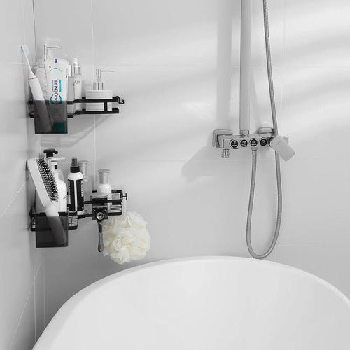 Organizador Estante Colgante Baño Ducha Pared Adhesivo X2 Negro