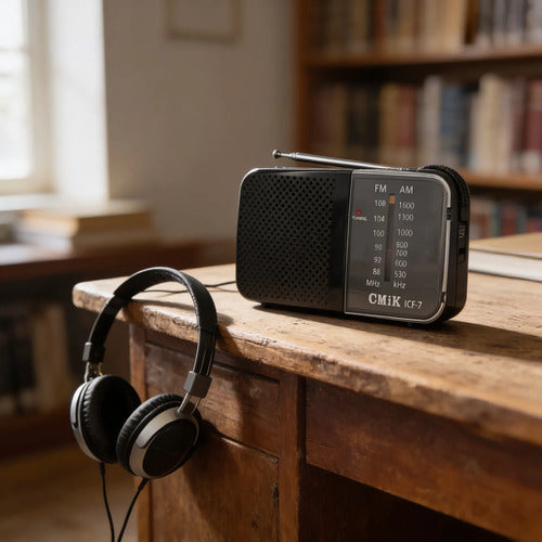 Radio Bolsillo Cmik Am Fm Transistor Pilas Aa Jack 3.5 Mini Negro