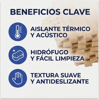 Pack X16 Alfombra Goma Eva Encastrable Simil Madera 60x60