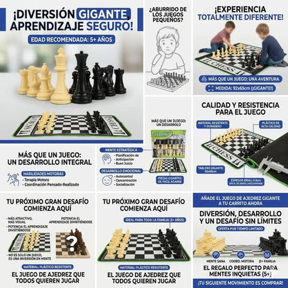 Ajedrez Gigante Didactico Infantil Tablero Plastico 92x65 Cm