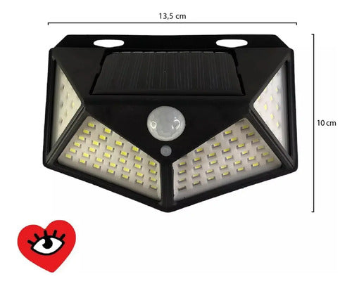 Aplique Reflector Led Panel Solar 100 Leds Sensor Movimiento Veoquiero Negro Blanco Frío